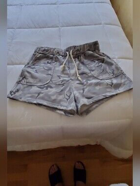 SHEIN Gray Camo Drawstring Athletic Shorts